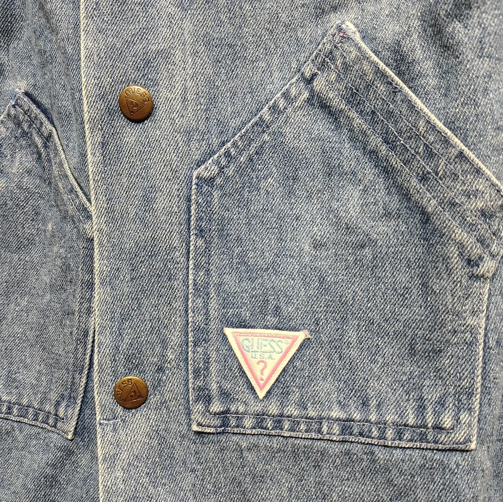 Vintage GUESS by Georges Marciano Kids‎ Denim Trench Coat Made in USA Rare 80s